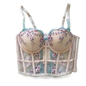 Victoria's Secret Dream Angels Corset Bra Bustier Top Pink Cherry Blossom Small